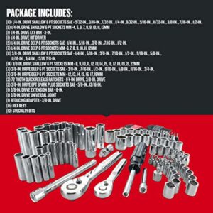 Craftsman 1/4 and 3/8 in. drive Metric and SAE 6 Point Mechanic's Tool Set 105 pc - Image 3