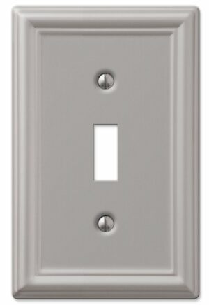Amerelle Chelsea Brushed Nickel 1 gang Stamped Steel Toggle Wall Plate
