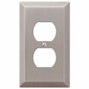 Amerelle Century Brushed Nickel 1 gang Stamped Steel Duplex Wall Plate