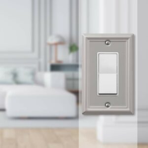 Amerelle Chelsea Brushed Nickel 1 gang Stamped Steel Decorator Wall Plate - Image 2