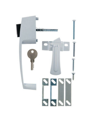 Hampton White Steel Push Button Keyed Latch