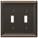 Amerelle Chelsea Aged Bronze 2 gang Stamped Steel Toggle Wall Plate