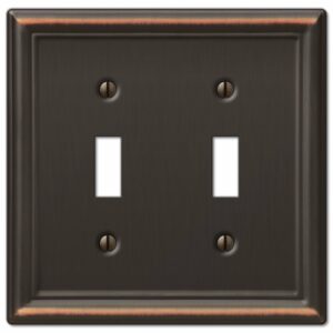 Amerelle Chelsea Aged Bronze 2 gang Stamped Steel Toggle Wall Plate