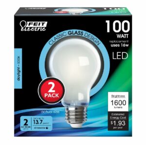 Feit Enhance A21 E26 Medium Filament LED Bulb Daylight 100 Watt Equivalence 2 pk