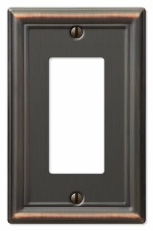 Amerelle Chelsea Aged Bronze 1 gang Stamped Steel Decorator Wall Plate