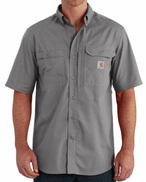Carhartt Men's Force Ridgefield Solid Short Sleeve Shirt, Asphalt, Large - Image 2