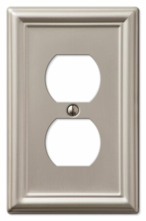 Amerelle Chelsea Brushed Nickel 1 gang Stamped Steel Duplex Wall Plate