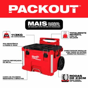 Milwaukee PACKOUT 22 in. Rolling Low Profile Handle Tool Box Black/Red - Image 2