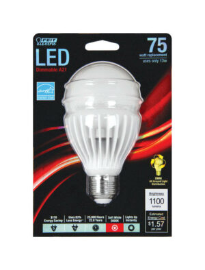 Feit A21 Medium Base (E26) LED Bulb Soft White 75 Watt Equivalence