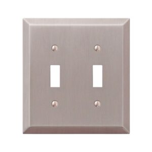 Amerelle Century Brushed Nickel 2 gang Stamped Steel Toggle Wall Plate