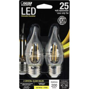 Feit CA10 (Flame Tip) E26 (Medium) LED Bulb Soft White 25 Watt Equivalence 2 pk - Image 2