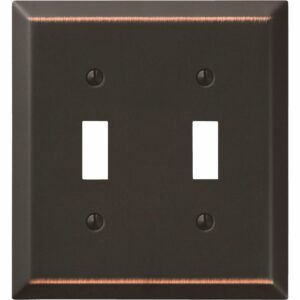 Amerelle Century Antique Bronze 2 gang Stamped Steel Toggle Wall Plate