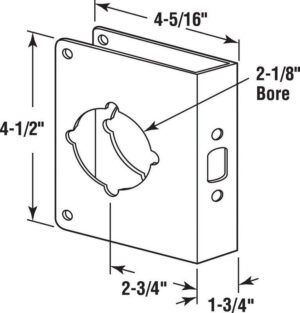 Prime-Line 4.5 in. H X 4.31 in. L Brass-Plated Brass Lock and Door Reinforcer - Image 2