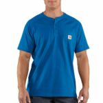 Carhartt Force Delmont Short Sleeve Henley Shirt Cool Blue 100413-438 Large