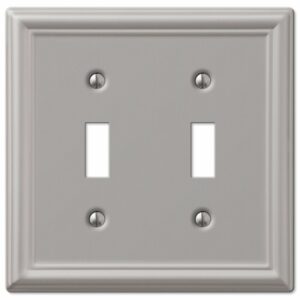 Amerelle Chelsea Brushed Nickel 2 gang Stamped Steel Toggle Wall Plate