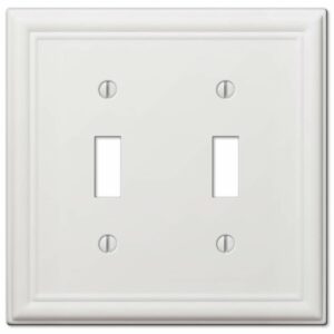 Amerelle Chelsea White 2 gang Stamped Steel Toggle Wall Plate