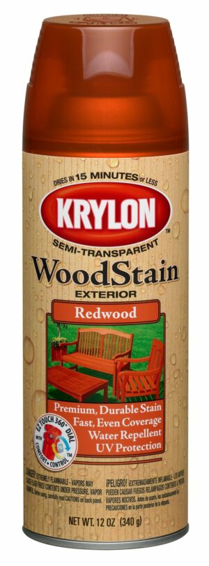 Krylon K03604000 Exterior Semi-Transparent Wood Stain, Redwood, 12 Ounce