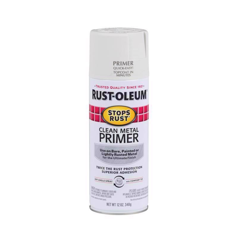 Rust-Oleum 7780830 Stops Rust Clean Metal Primer Spray, 12 oz, Flat White
