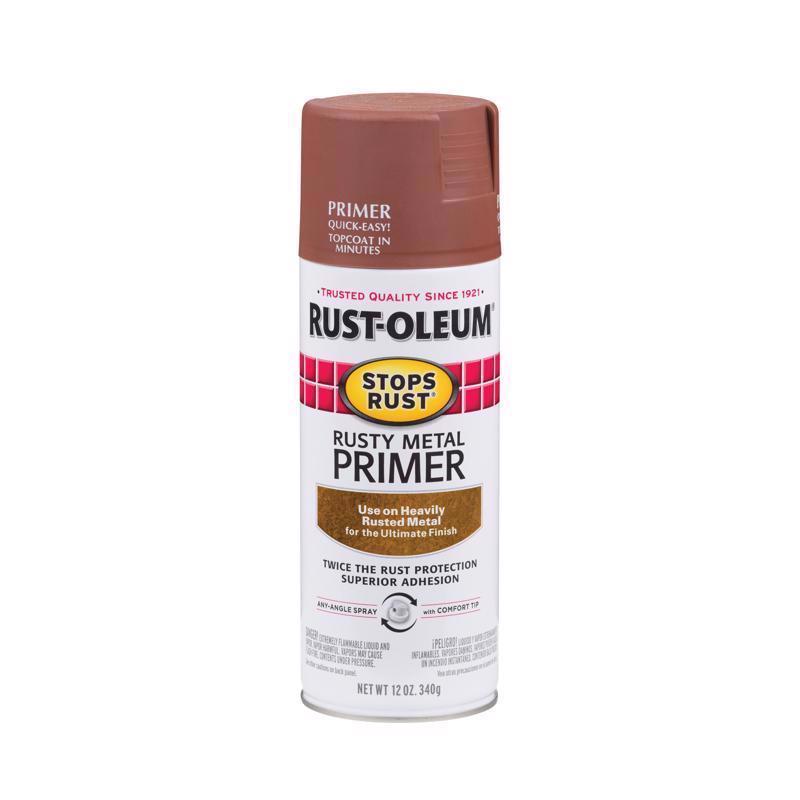 Rust-Oleum 7769830 Stops Rust Rusty Metal primer Spray, 12 oz, Flat Brown
