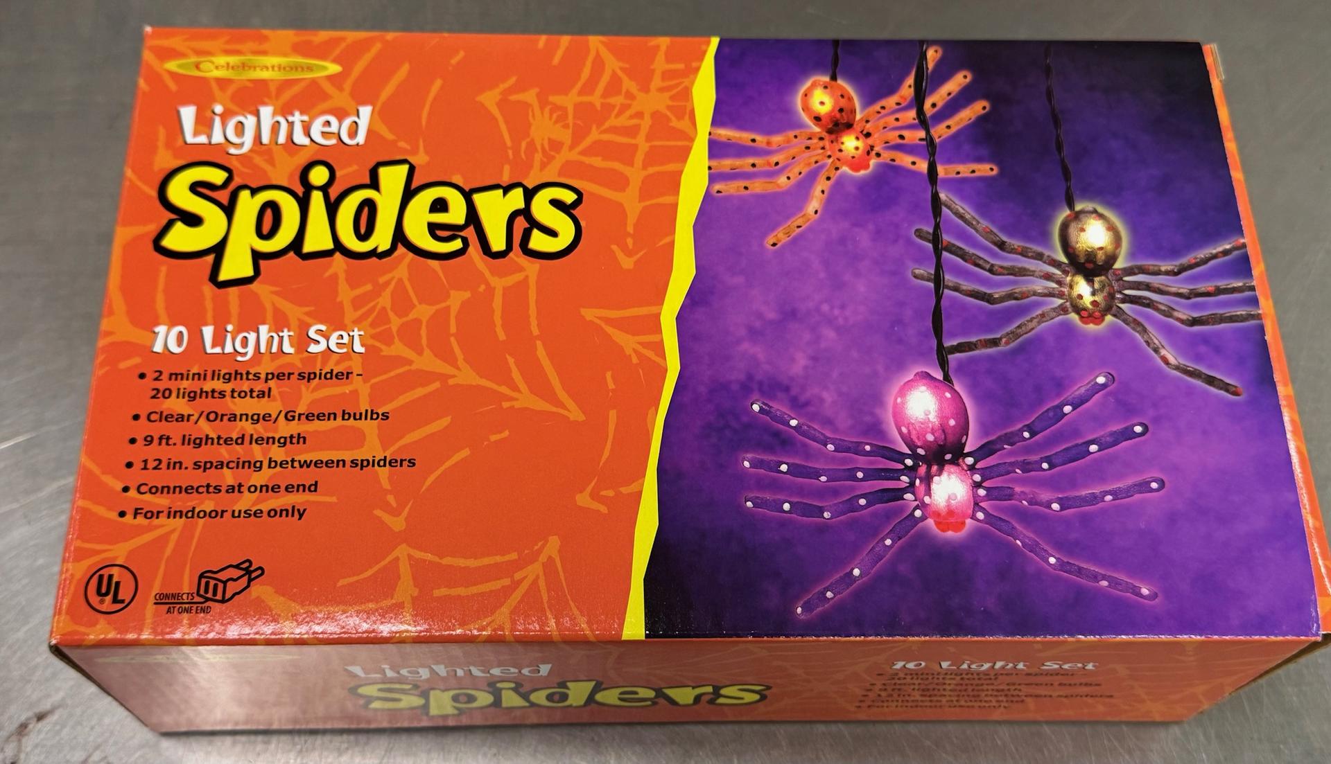 Noma 10 Spiders, 20 Light Set Halloween 2 Lights A Spider 9 Foot Cord