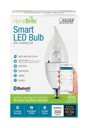 Feit HomeBrite Smart B10 E12 Candelabra LED Bulb Soft White 40 Watt Equivalence