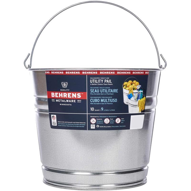 Behrens 10 qt Galvanized Pail Silver 1210GS