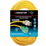 Monster Just Power It Up Outdoor 100 ft. L Yellow Extension Cord 14/3 SJTW
