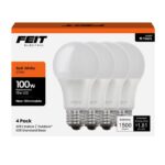 Feit A19 E26 (Medium) LED Bulb Soft White 100 Watt Equivalence 4 pk