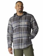 Carhartt Rugged Flannel Fleece Lined Hooded Shirt Jac Gravel 107011-GVL Large