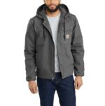 Carhartt Mens Washed Duck Sherpa-Lined Jacket 103826 Gravel X-Large