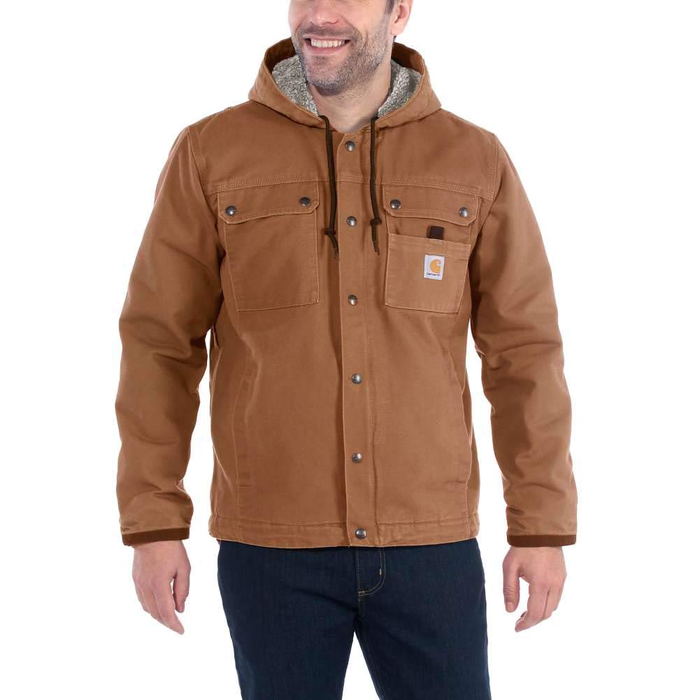 Carhartt Men's Washed Duck Sherpa-Lined Utility Jacket Brown 103826 BRN XL - Image 2