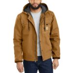 Carhartt Men's Washed Duck Sherpa-Lined Utility Jacket Brown 103826 BRN XL