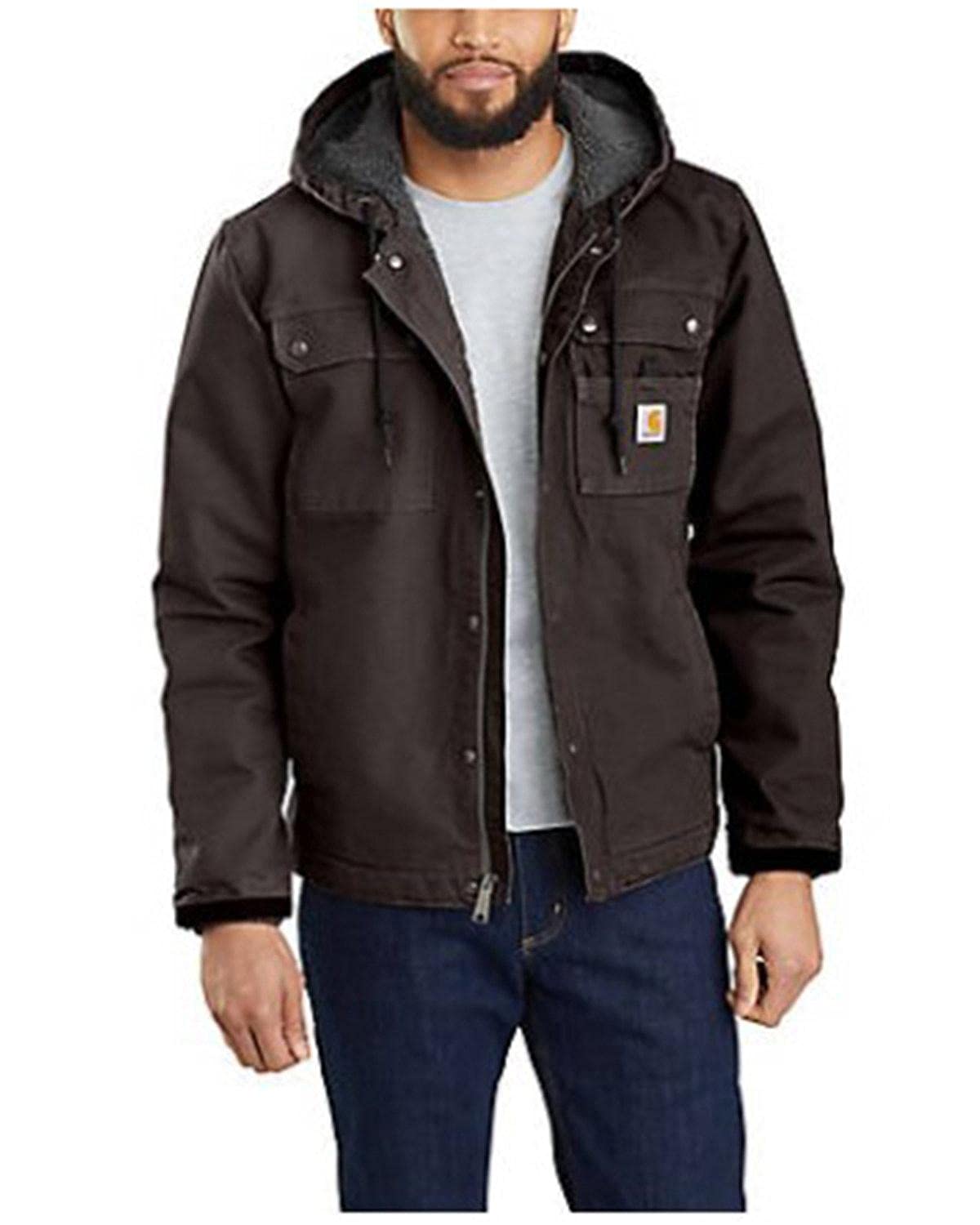 Carhartt Mens Washed Duck Sherpa-Lined Jacket 103826 DKB Dark Brown Large - Image 2