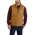 Carhartt Washed Duck Mock Neck Vest - Sherpa Lined Brown 104277-BRN Large