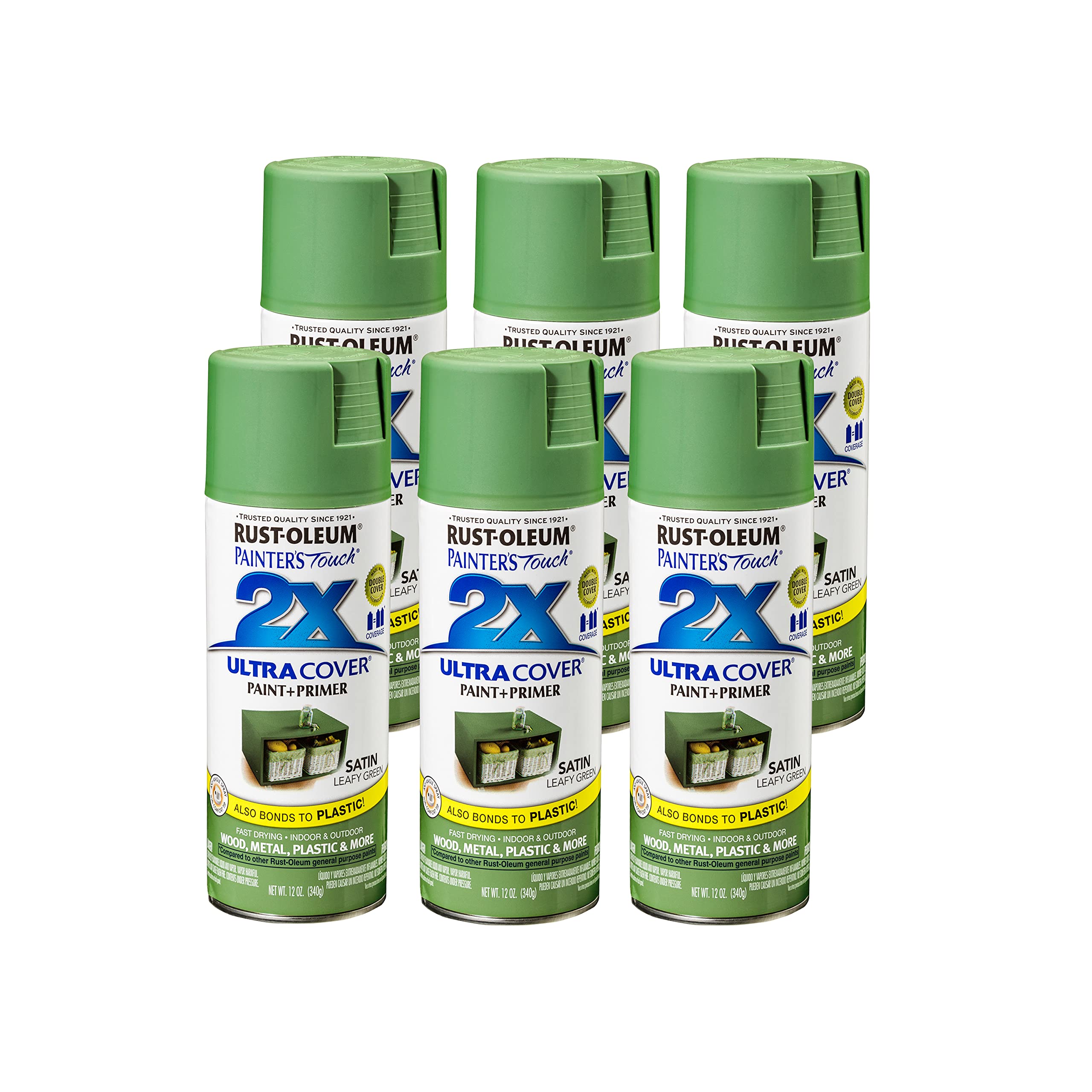 Rust-Oleum Painter's Touch 2X Satin Leafy GreenSpray Paint 12 oz (Case of 6)