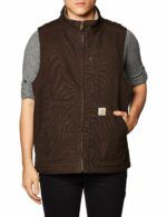 Carhartt Washed Duck Mock Neck Vest - Sherpa Lined Dark Brown 104277-DKB Large