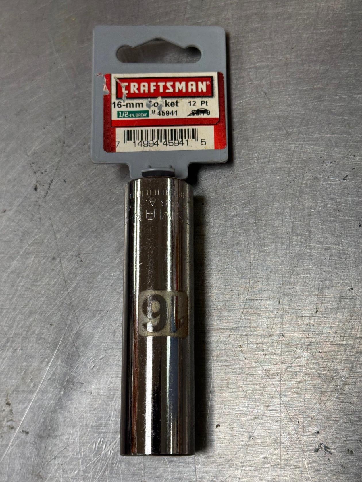 Craftsman 16 mm X 1/2 in. drive Metric 12 Point Deep Deep Socket Made In USA
