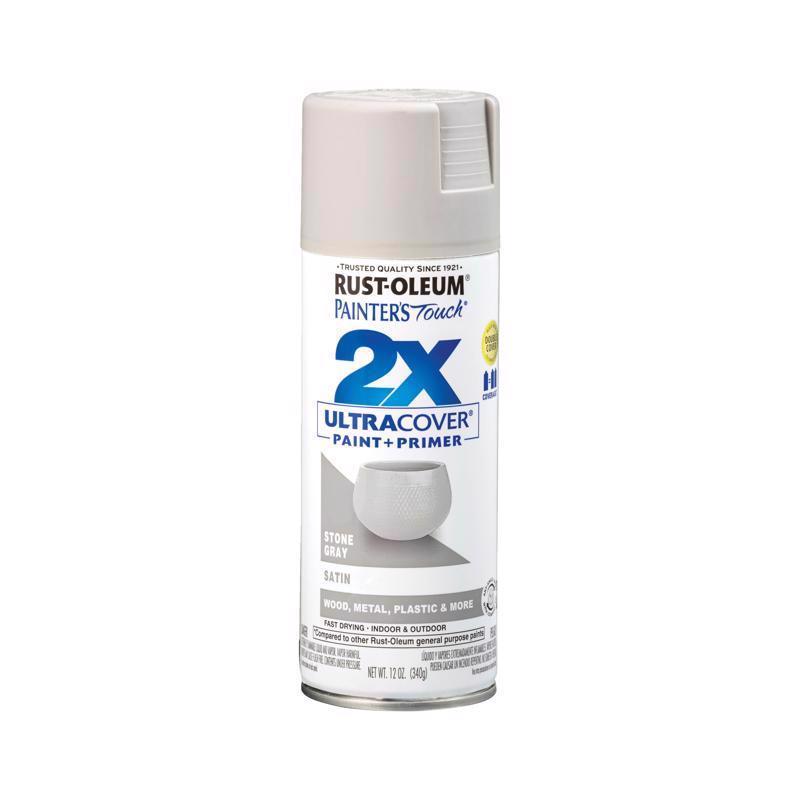 Rust-Oleum Painter's Touch 2X Ultra Cover Satin Stone Gray Spray Paint 12 oz