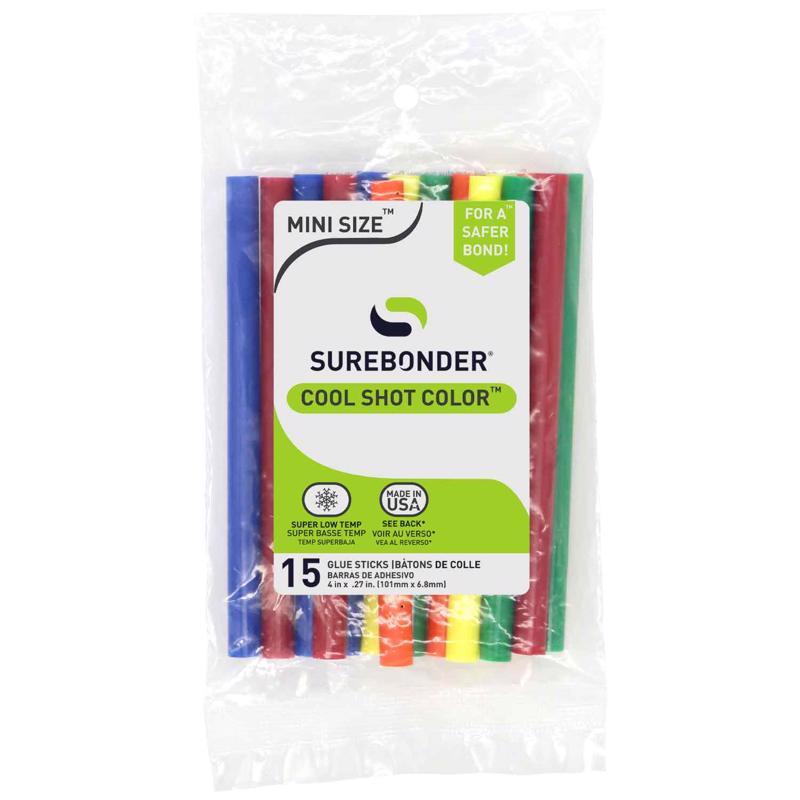 Surebonder 0.3 in. D X 4 in. L Cool Shot Mini Glue Sticks Assorted Colors 15 pk