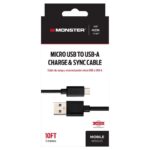Monster Just Hook It Up USB A to Micro USB Charge and Sync Cable 10 ft. Black