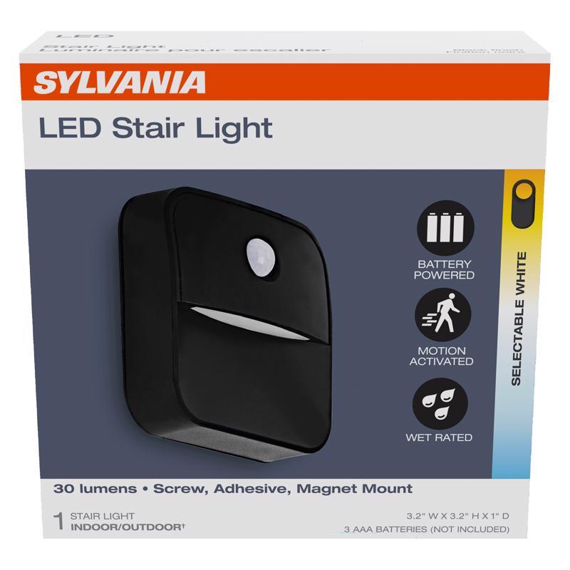 Sylvania Motion-Sensing Battery Powered LED Black Stair Light 66942