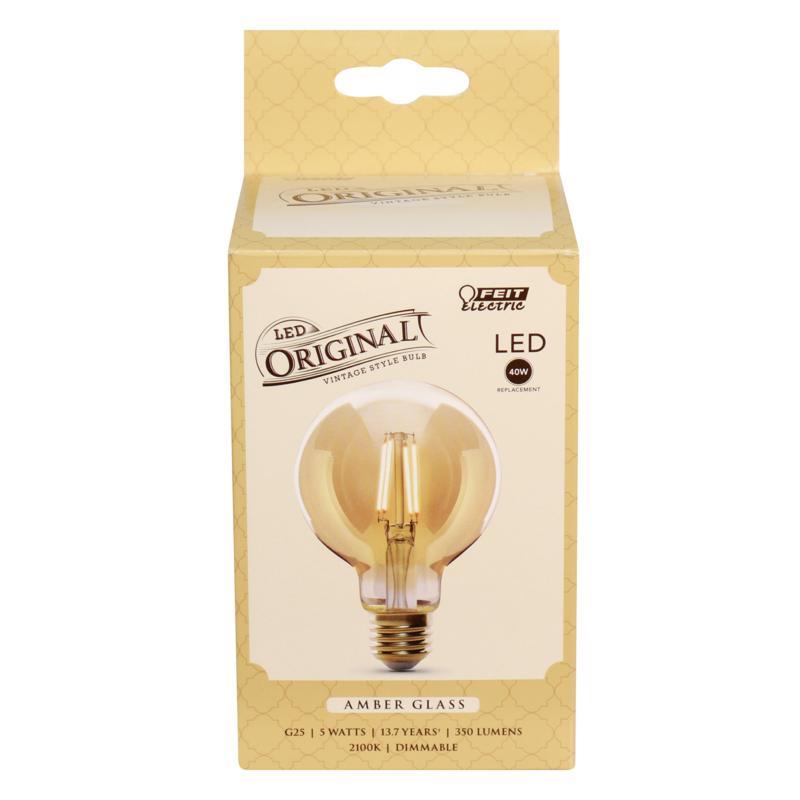 Feit G25 E26 (Medium) LED Bulb Amber 40 Watt Equivalence G25/VG/LED