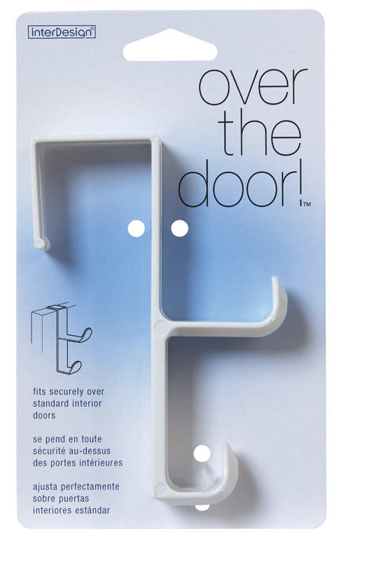 iDesign 5-1/2 in. L White Plastic Medium Over-the-Door Double Hook