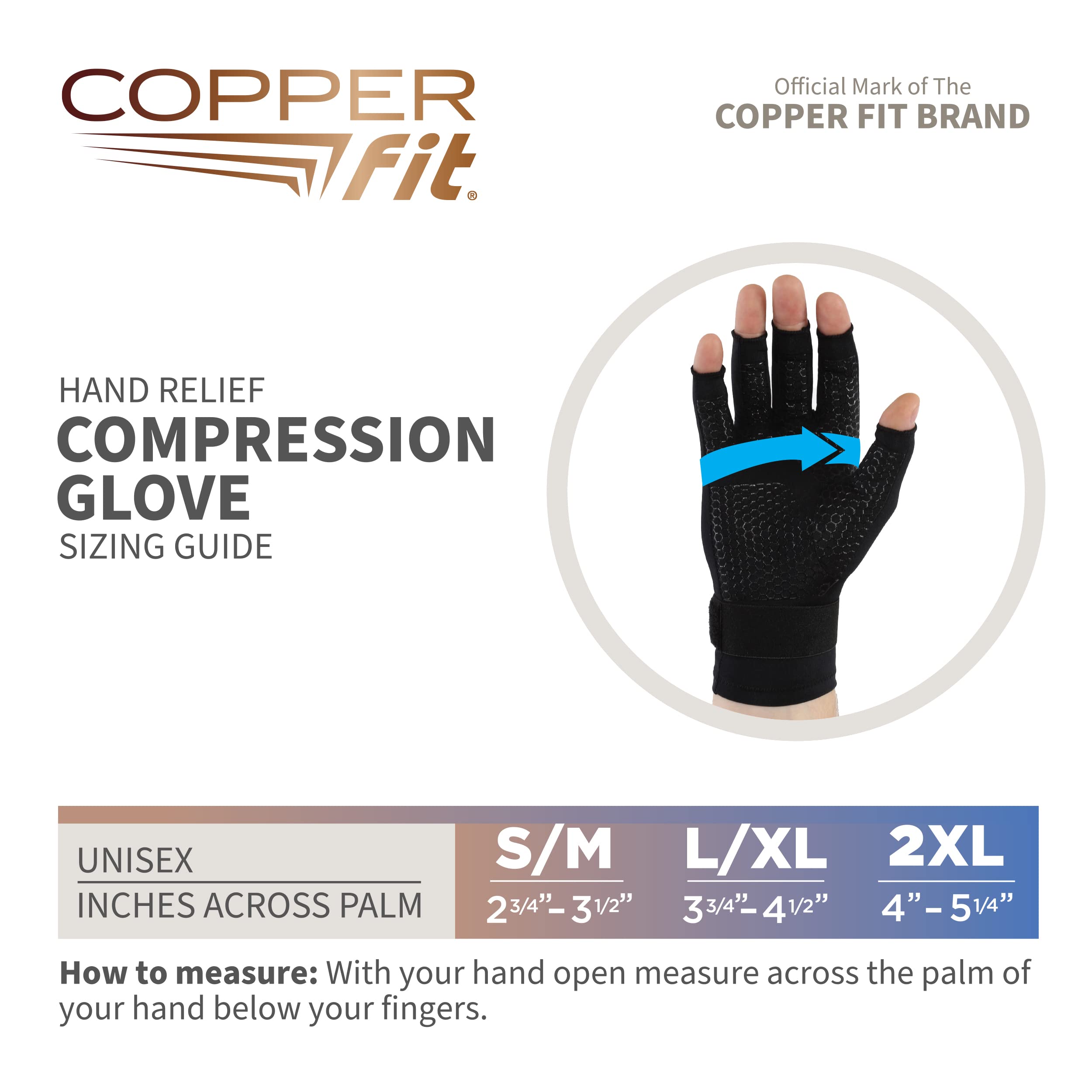 Copper Fit Compression Gloves Nylon/Spandex Small/Medium - Image 3