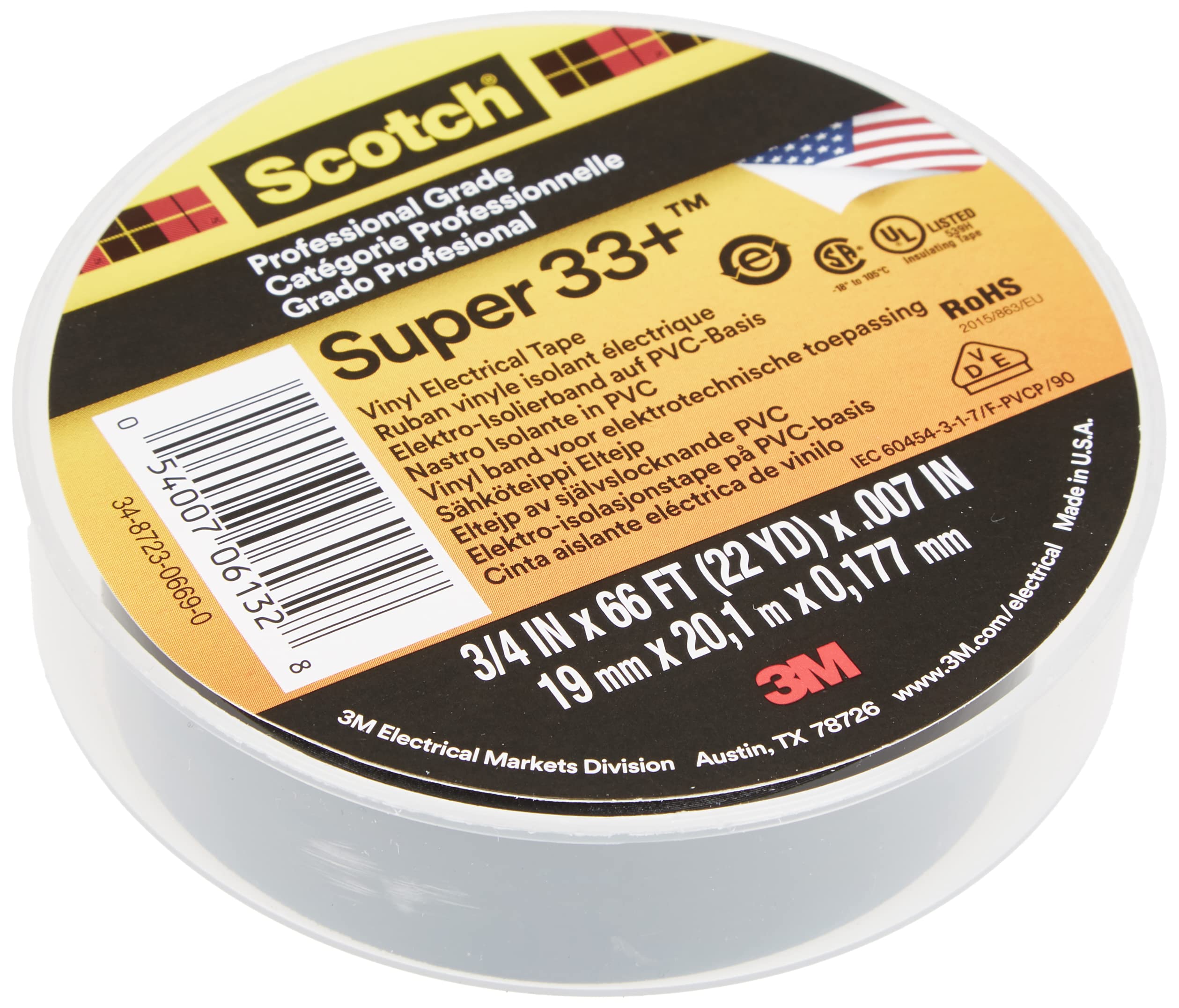 Scotch Super 33+ 3/4 in. W X 66 ft. L Black Vinyl Electrical Tape - Image 4
