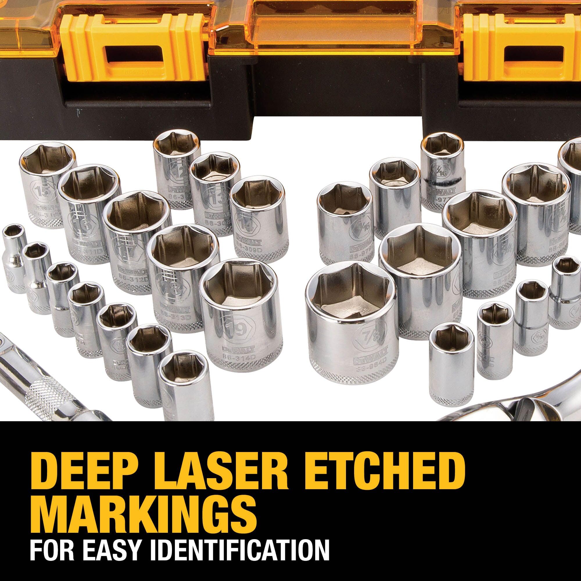 DeWalt 1/4 and 3/8 in. drive Metric/SAE 6 Point Socket Set 34 pc - Image 5