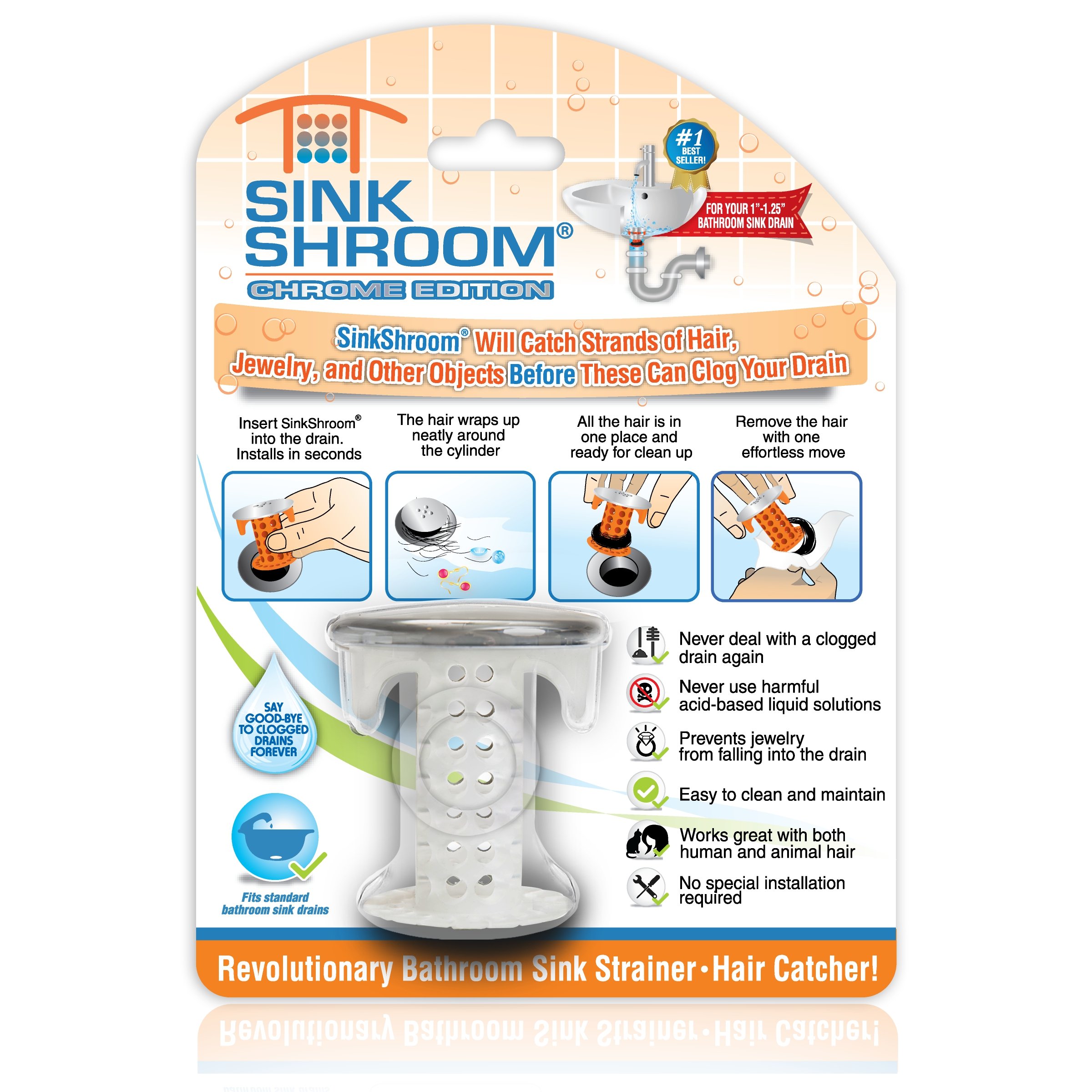 SinkShroom Chrome Plastic Hair Catcher SSCE425