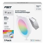 Feit White 6 in. W Aluminum LED Smart-Enabled Canless Recessed Downlight 15 W
