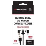 Monster Just Hook It Up Lightning to USB and Micro to USB Charge and Sync 3 ft. Bla