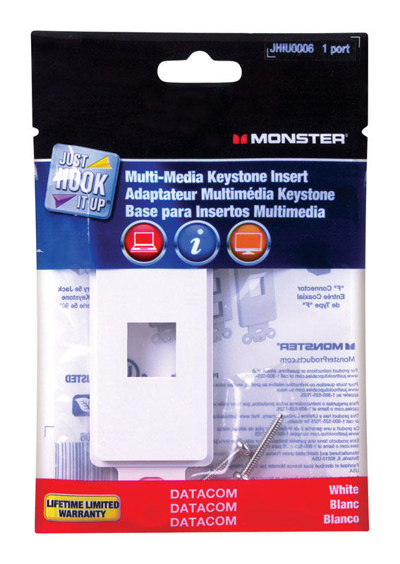 Monster Just Hook It Up White 1 gang Plastic Keystone Wall Plate